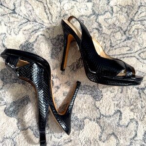 Saks Fifth Avenue Black Stiletto Slingback Heels 4 1/2 inches